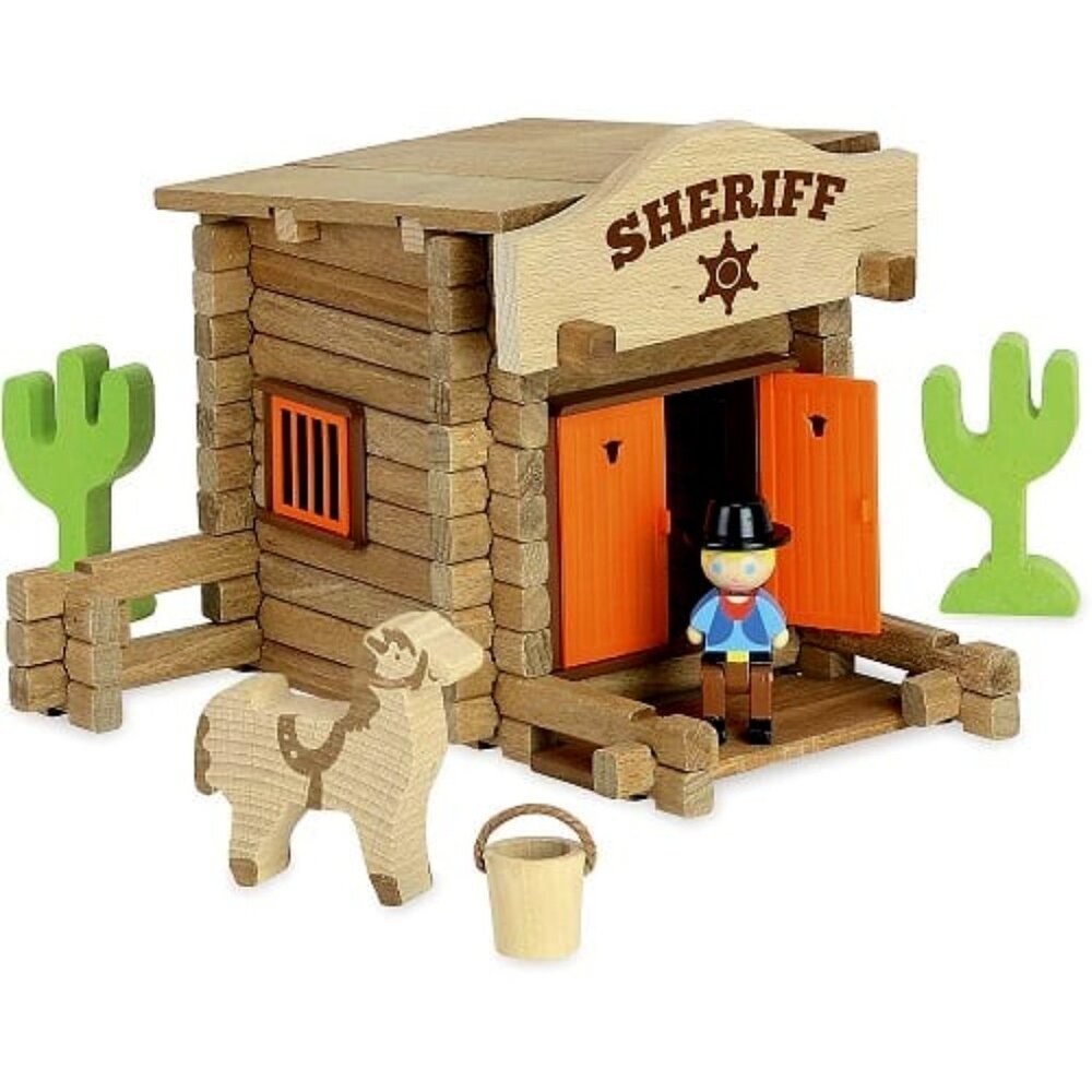 NWT Juejura Wooden Building Set Far West Sheriff